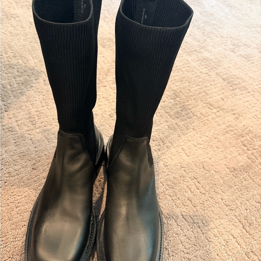 Alexander Wang Women’s Black Leather Sock Boots - Sleek Pull-On Style